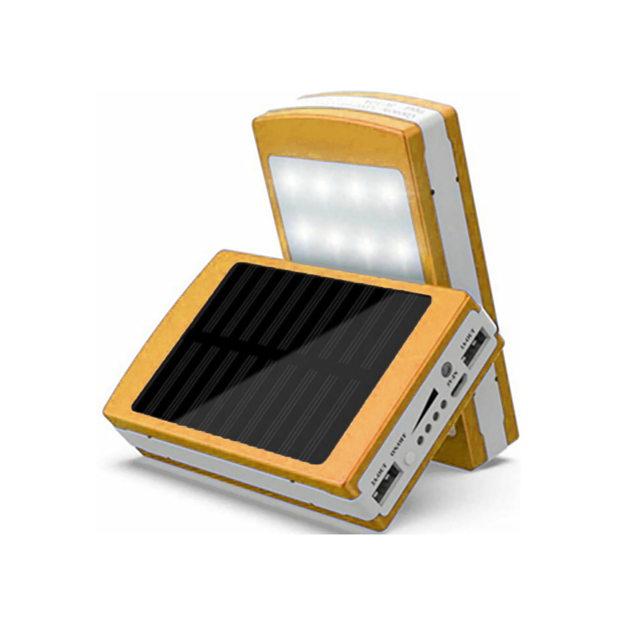 Batería Powerbank 20,000 Mah Cargador Recargable Solar con Lámpara LED DORADO
