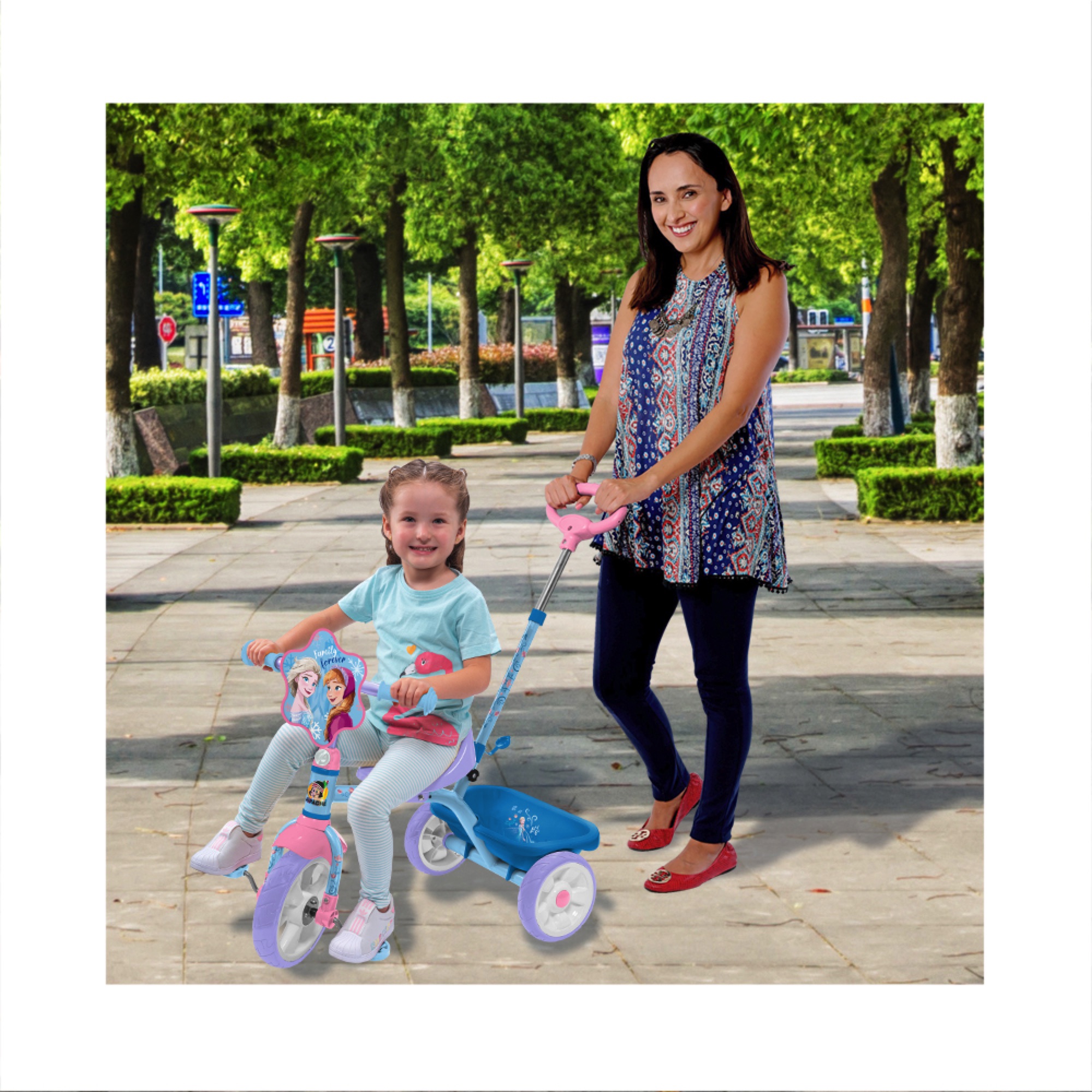 Apache  Triciclo  Frozen con cajuela y barra de empuje 