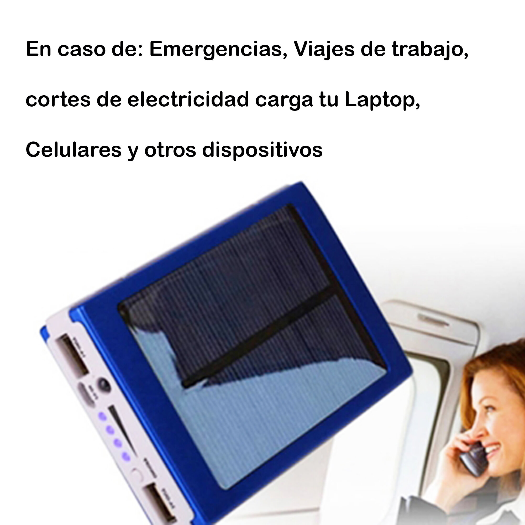 Batería Powerbank 20,000 Mah Cargador Recargable Solar con Lámpara LED DORADO