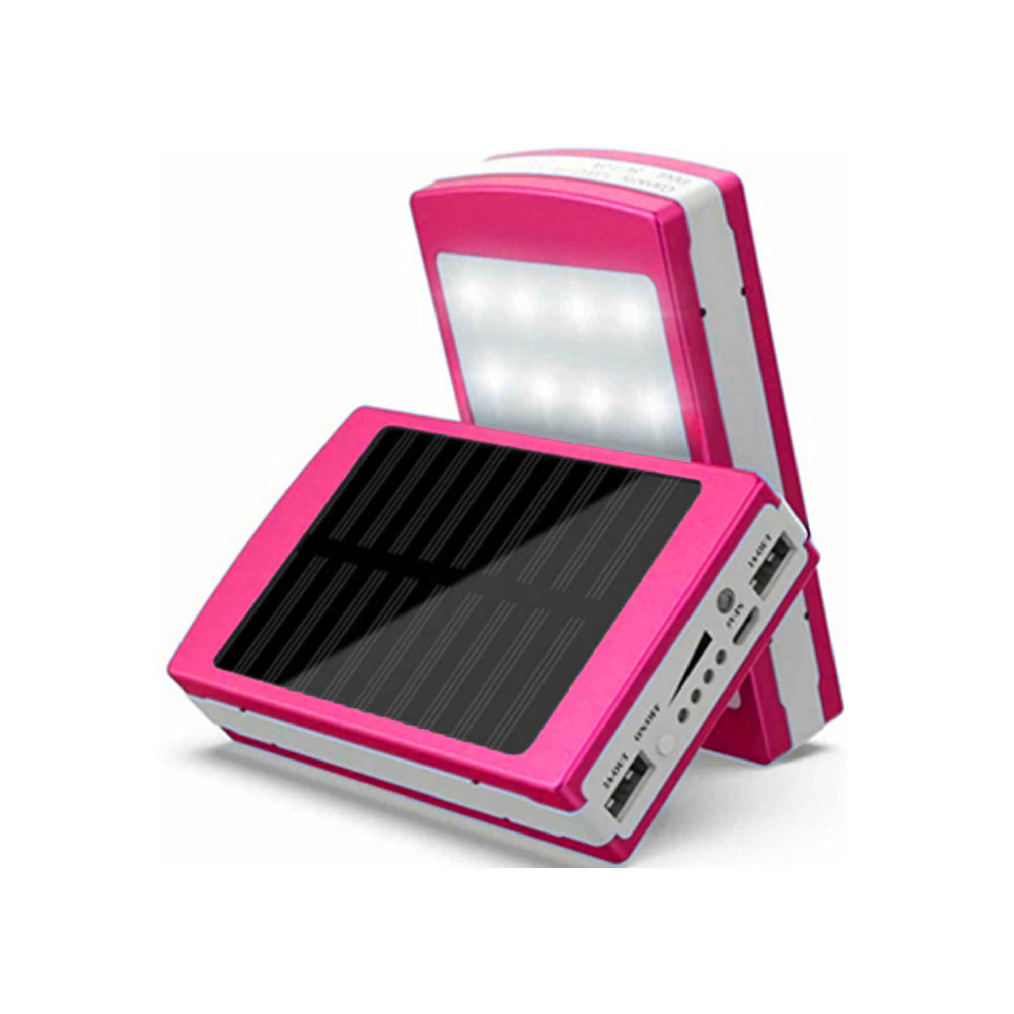 Batería Powerbank 20,000 Mah Cargador Recargable Solar con Lámpara LED ROSA