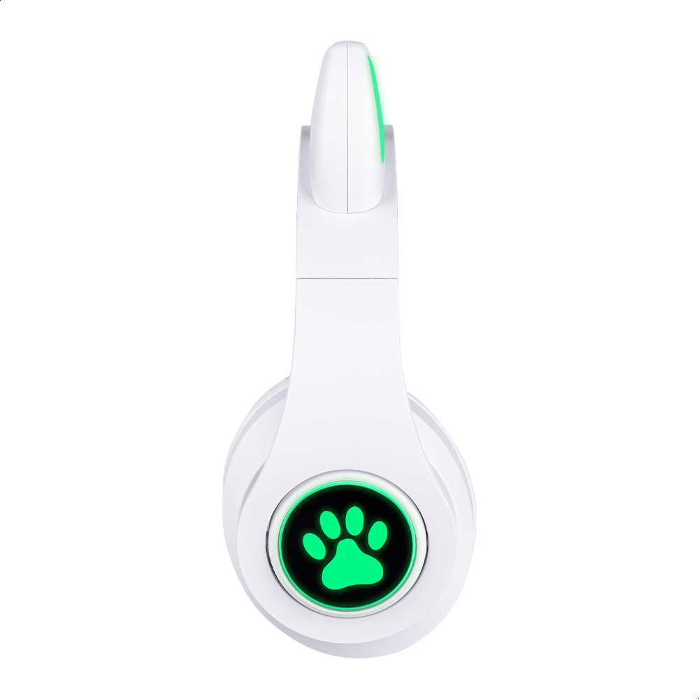 Audífonos Blancos Bluetooth V5.0 Orejas De Gato Sonido Estéreo Con Luz RGB Diseño Kawaii Ajuste De Cabeza Fácil Guardado