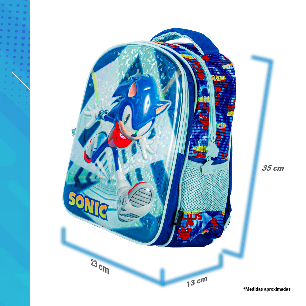 Mochila Escolar Sonic 3d Para Kinder Diseño Run Away
