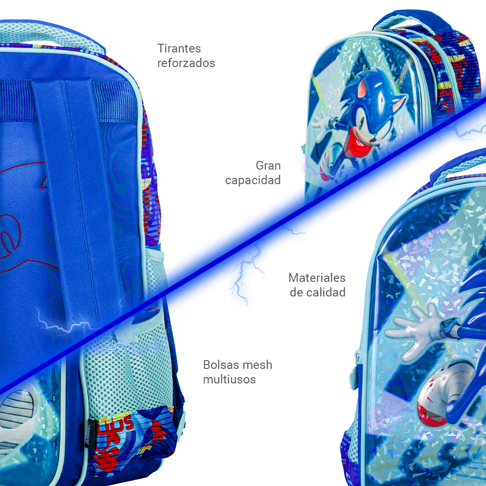 Mochila Escolar Sonic 3d Para Kinder Diseño Run Away