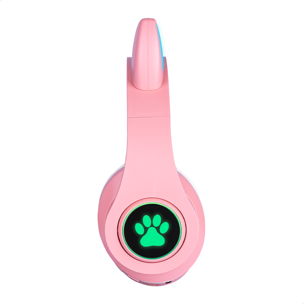 Audífonos Rosas Bluetooth V5.0 Orejas De Gato Sonido Estéreo Con Luz RGB Diseño Kawaii Ajuste De Cabeza Fácil Guardado