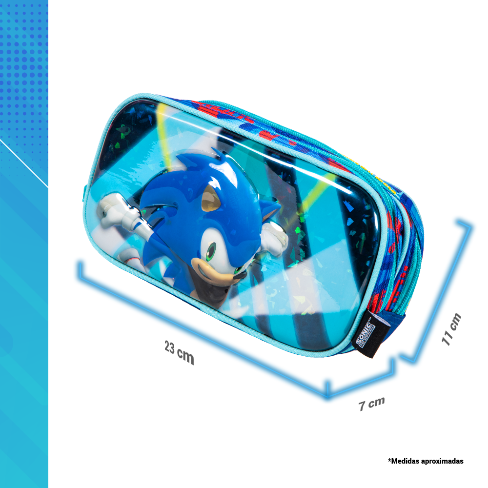 Lapicera Escolar Sonic By Ginga 3d Metálico Diseño Run Away