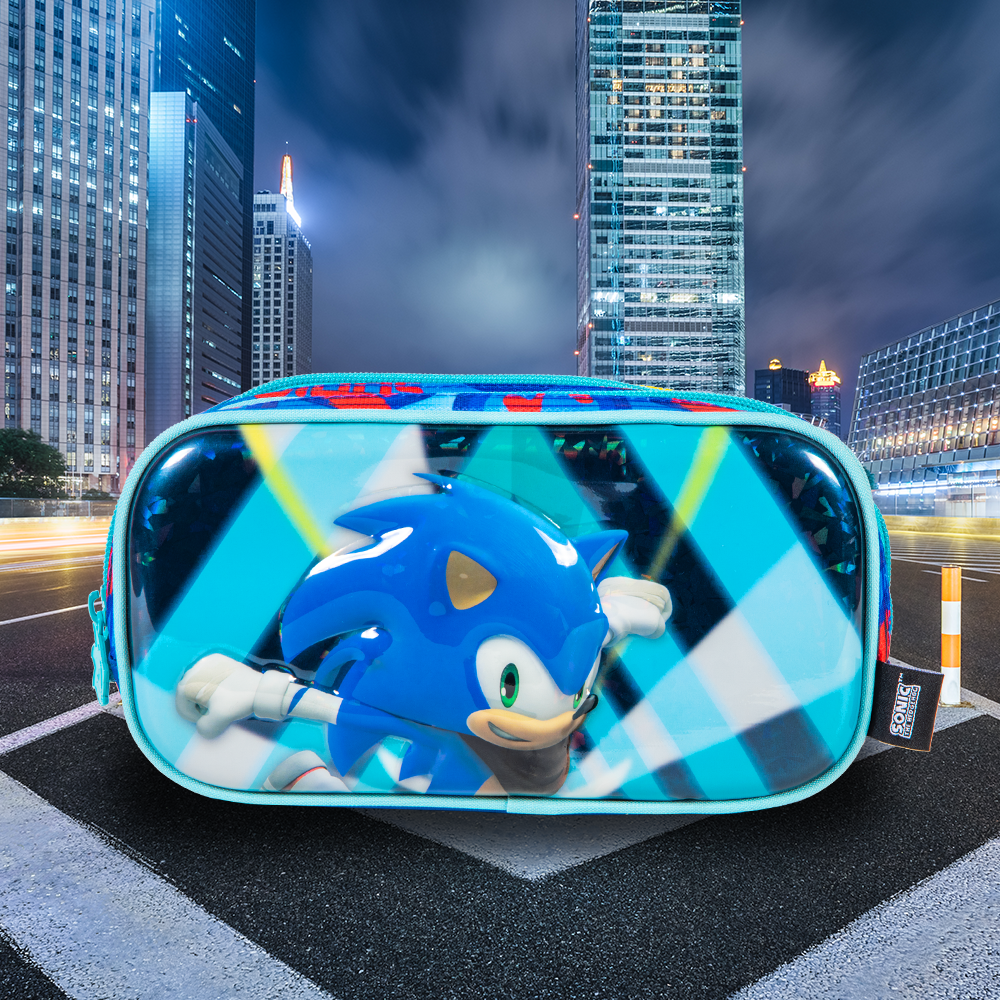 Lapicera Escolar Sonic By Ginga 3d Metálico Diseño Run Away