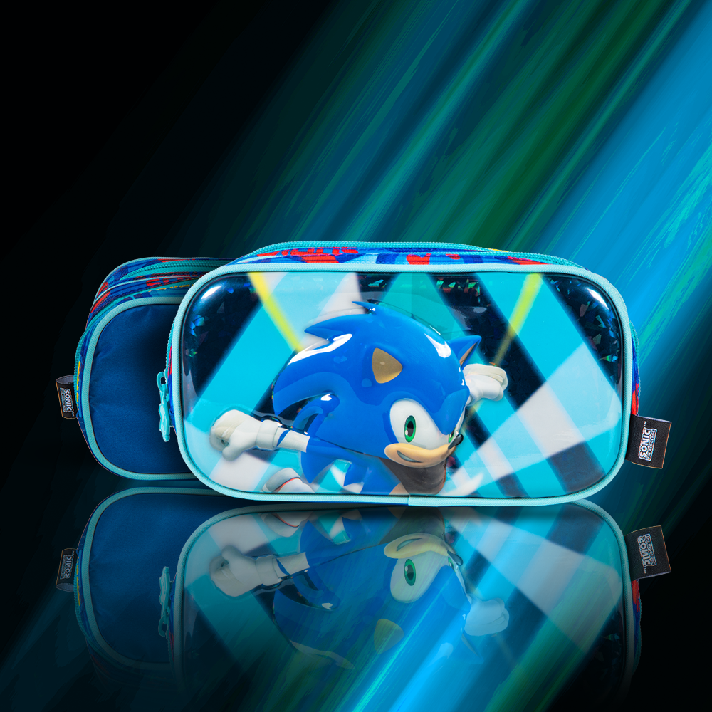 Lapicera Escolar Sonic By Ginga 3d Metálico Diseño Run Away
