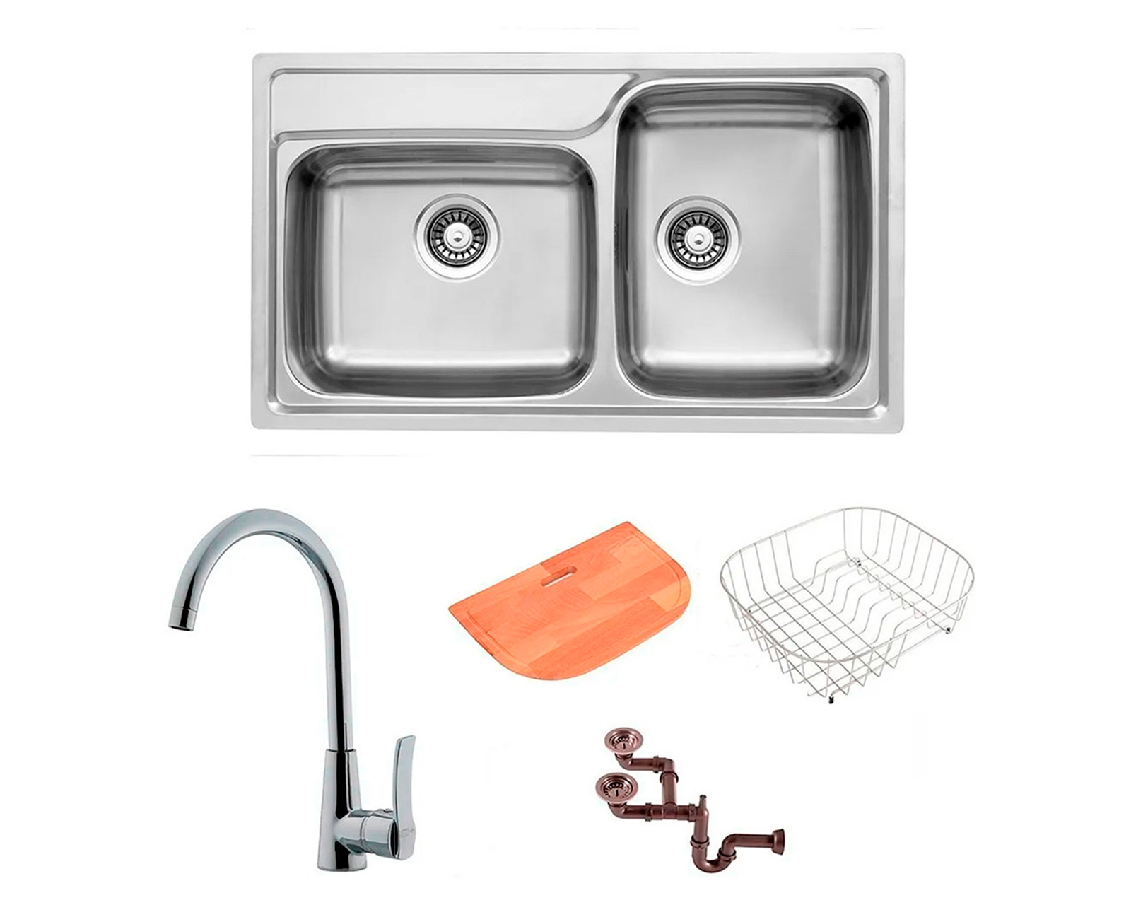 Kit De Fregadero 2 Tinas Calibre 20 Eb Técnica Super Lujo