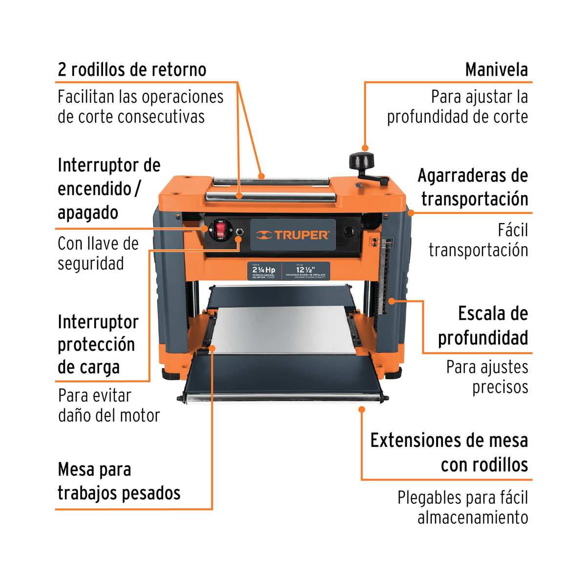 Cepillo para madera portátil 2-1/4" CEP-12 Truper.