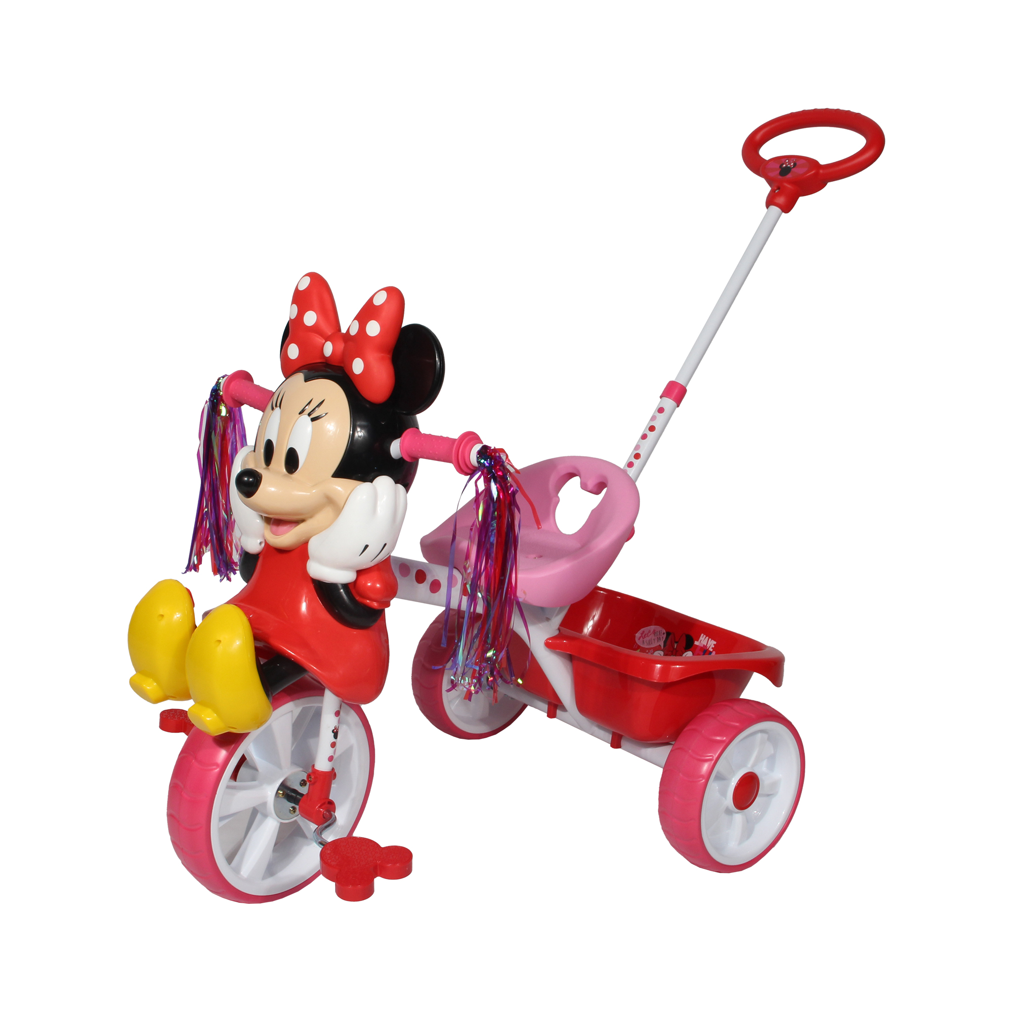 Apache  Triciclo Minnie 3D cajuela grande y barra de empuje