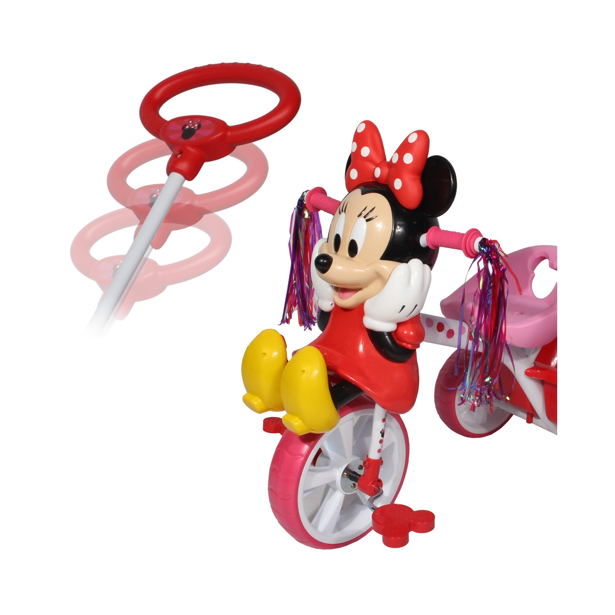 Apache  Triciclo Minnie 3D cajuela grande y barra de empuje