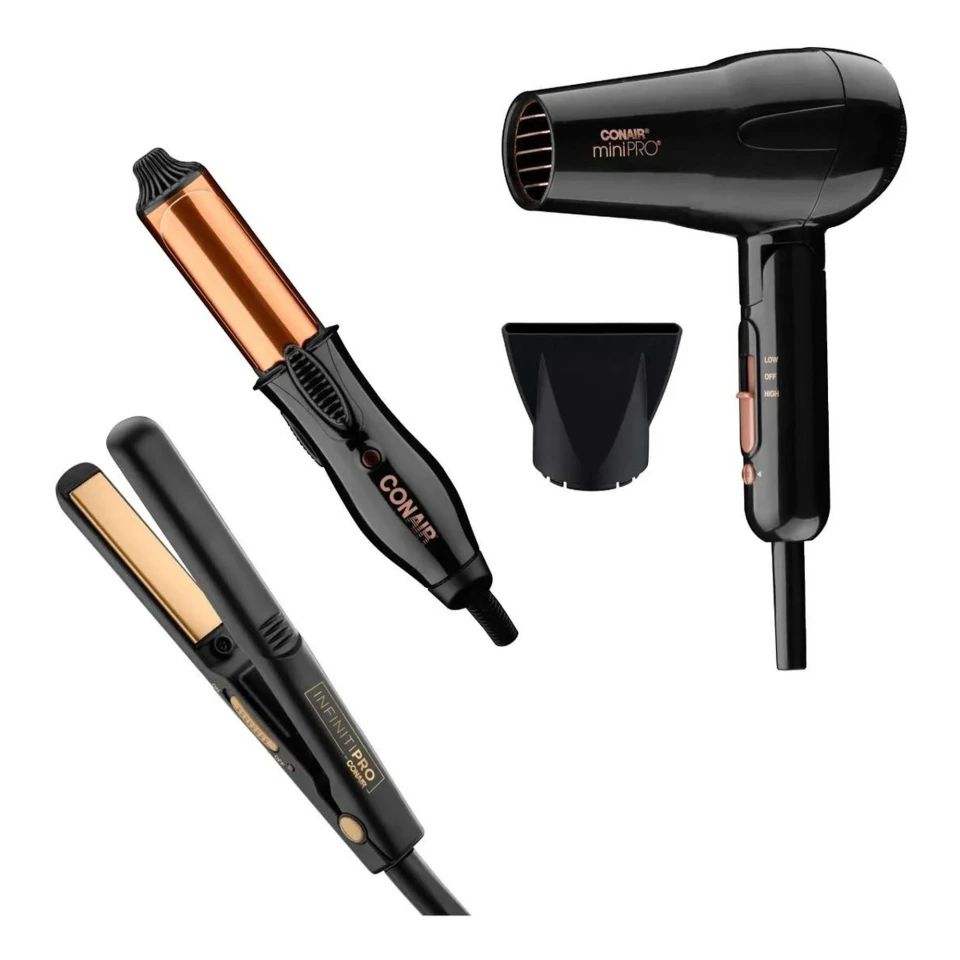 COMBO CONAIR ALACIADORA TENAZA Y SECADORA 3PZ ROSE GOLD