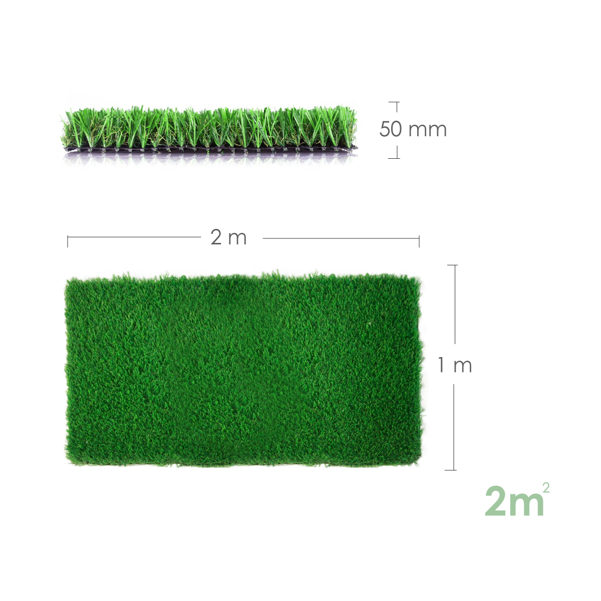 2 M2 Pasto Arificial Tipo Alfombra Para Exteriores 50mm