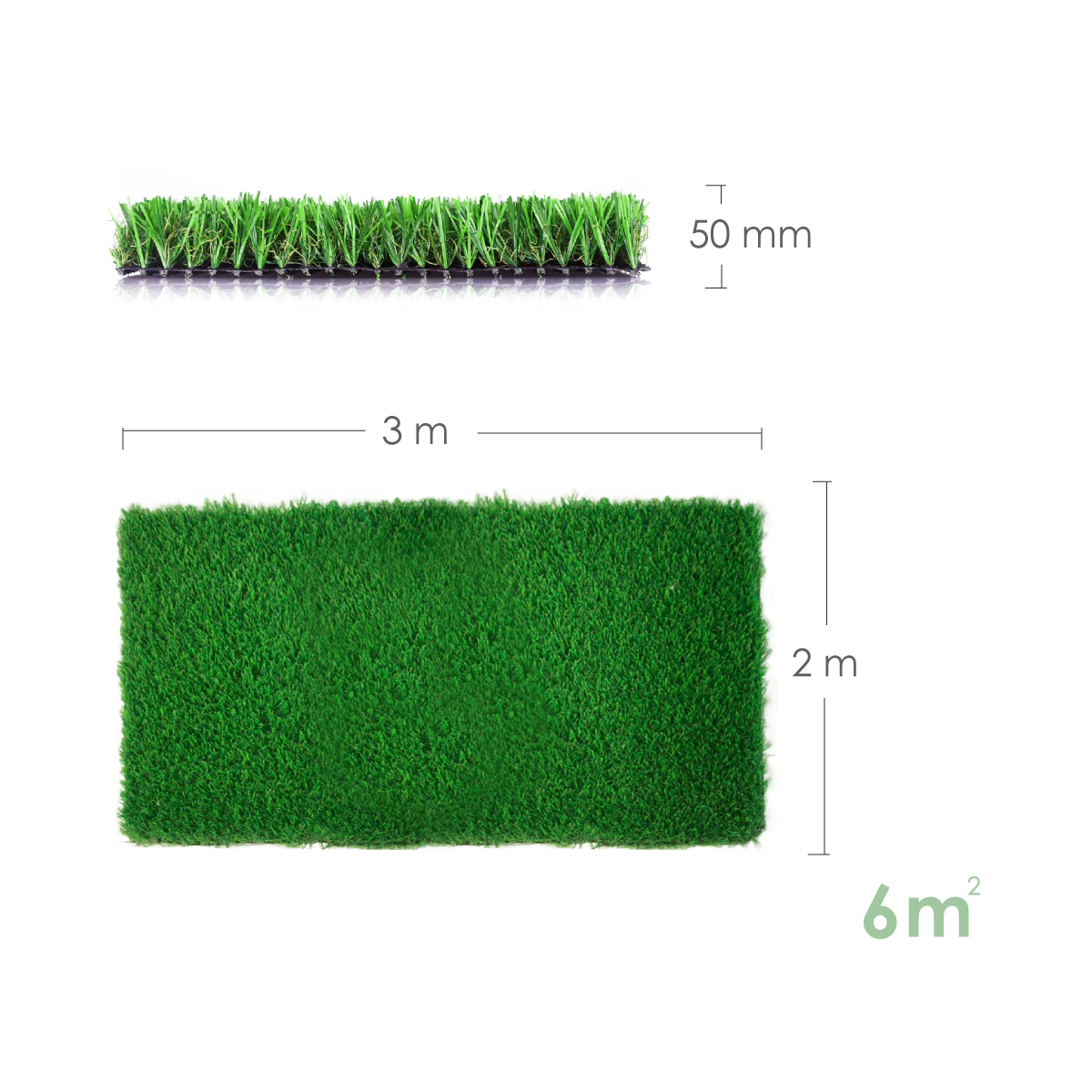 6 M2 Pasto Arificial Tipo Alfombra Para Exteriores 50mm