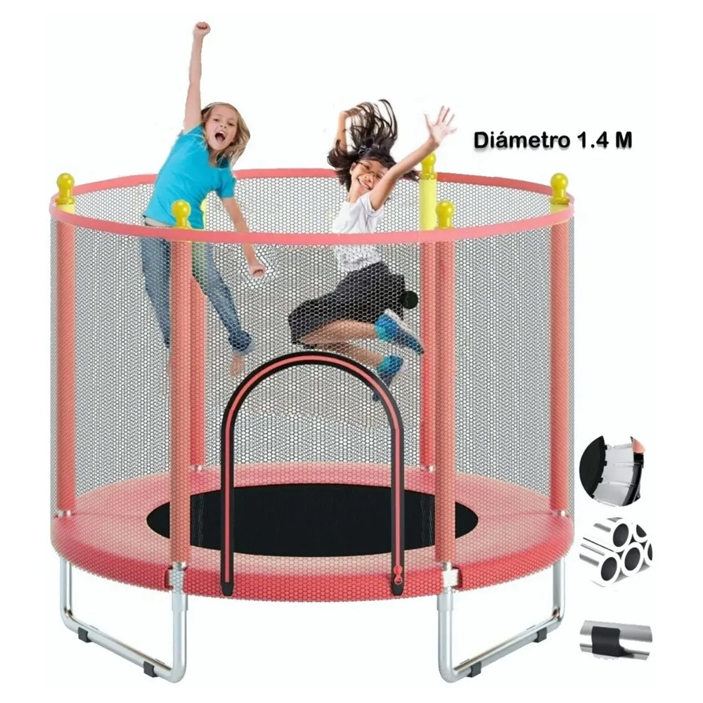 Trampolín Para Niños Brinconlin 1.40 Metros Red Seguridad rojo Grande  XTREME LIFE DPTRLX020000