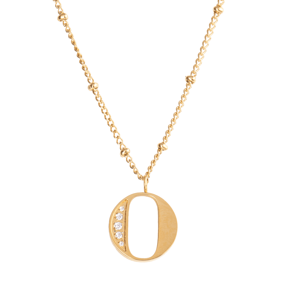 LuckyLy Collar Inicial Letra O , Collares de Mujer Acero Inoxidable Baño de Oro 18k y Zirconia Cúbica, Cadena con Dije de Inicial - Modelo Olga