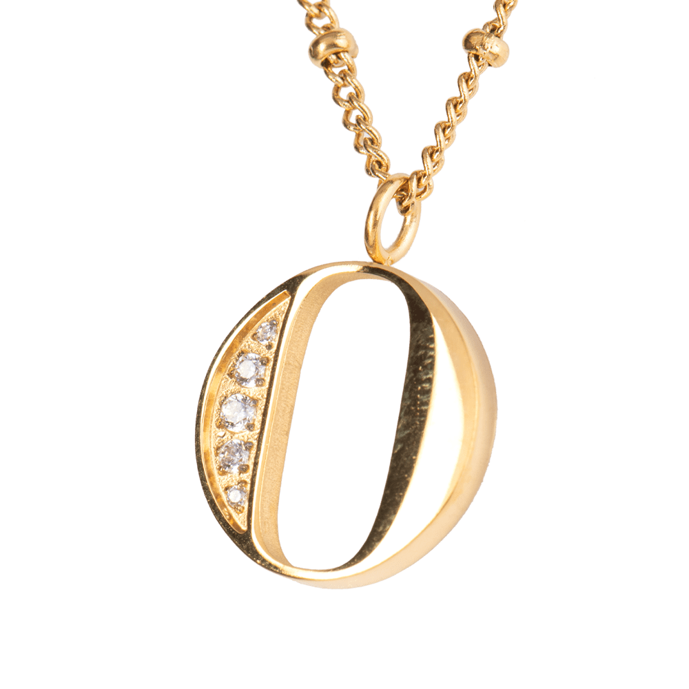 LuckyLy Collar Inicial Letra O , Collares de Mujer Acero Inoxidable Baño de Oro 18k y Zirconia Cúbica, Cadena con Dije de Inicial - Modelo Olga