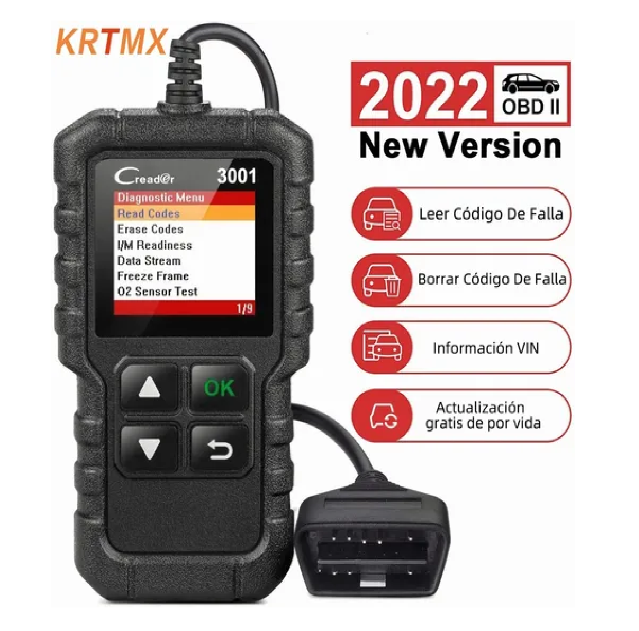 Escaner Automotriz Obd2 Multimarca Motor Negro