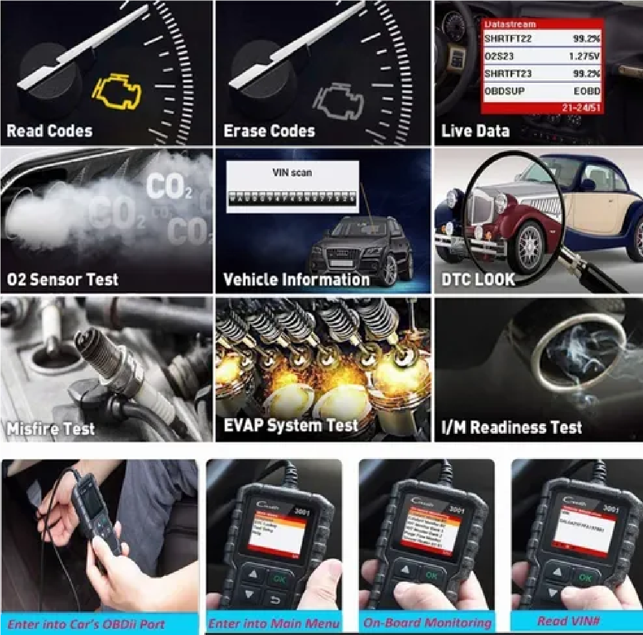 Escaner Automotriz Obd2 Multimarca Motor Negro