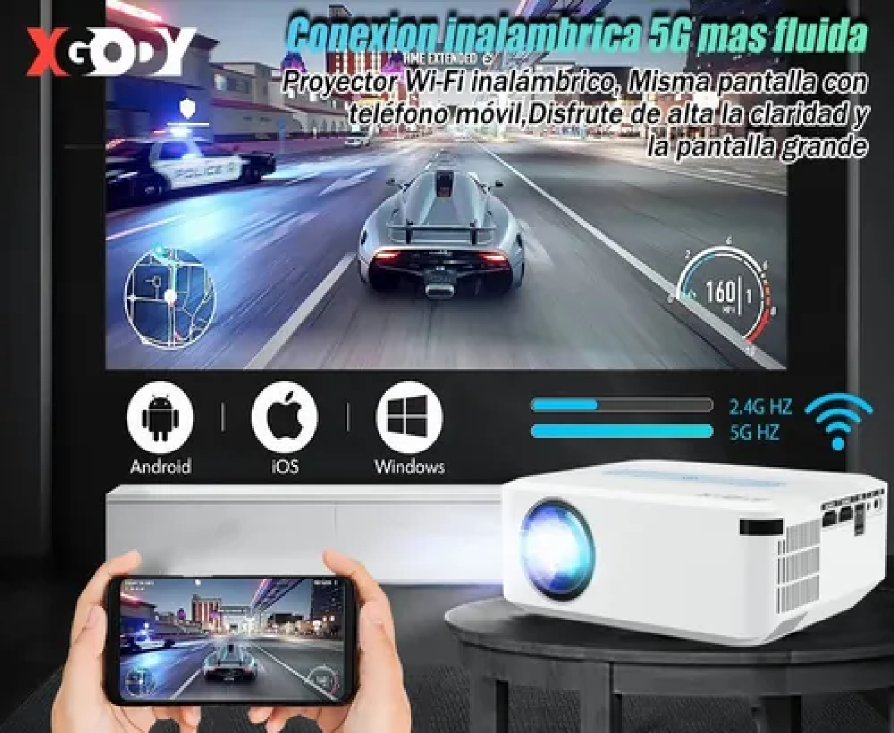 Proyector Led Android Wifi 8k Full Hd 1080p 8000lumens Blanco