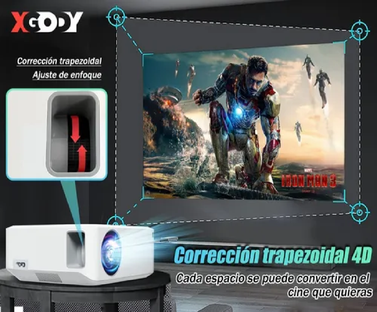 Proyector Led Android Wifi 8k Full Hd 1080p 8000lumens Blanco