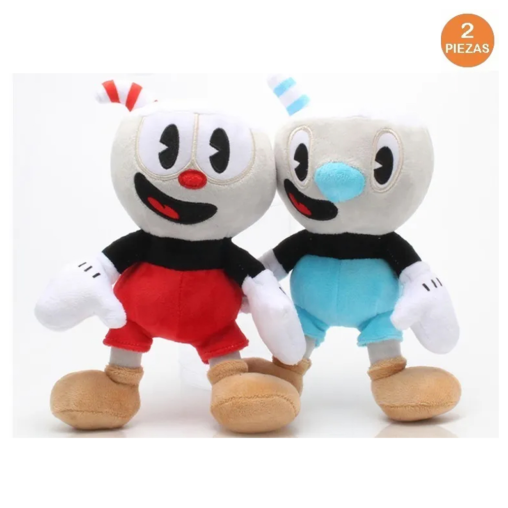 Cup Head Mugman Muñeco De Peluche De Niños 25cm. 2pzs.