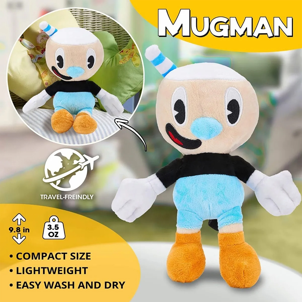 Cup Head Mugman Muñeco De Peluche De Niños 25cm. 2pzs.
