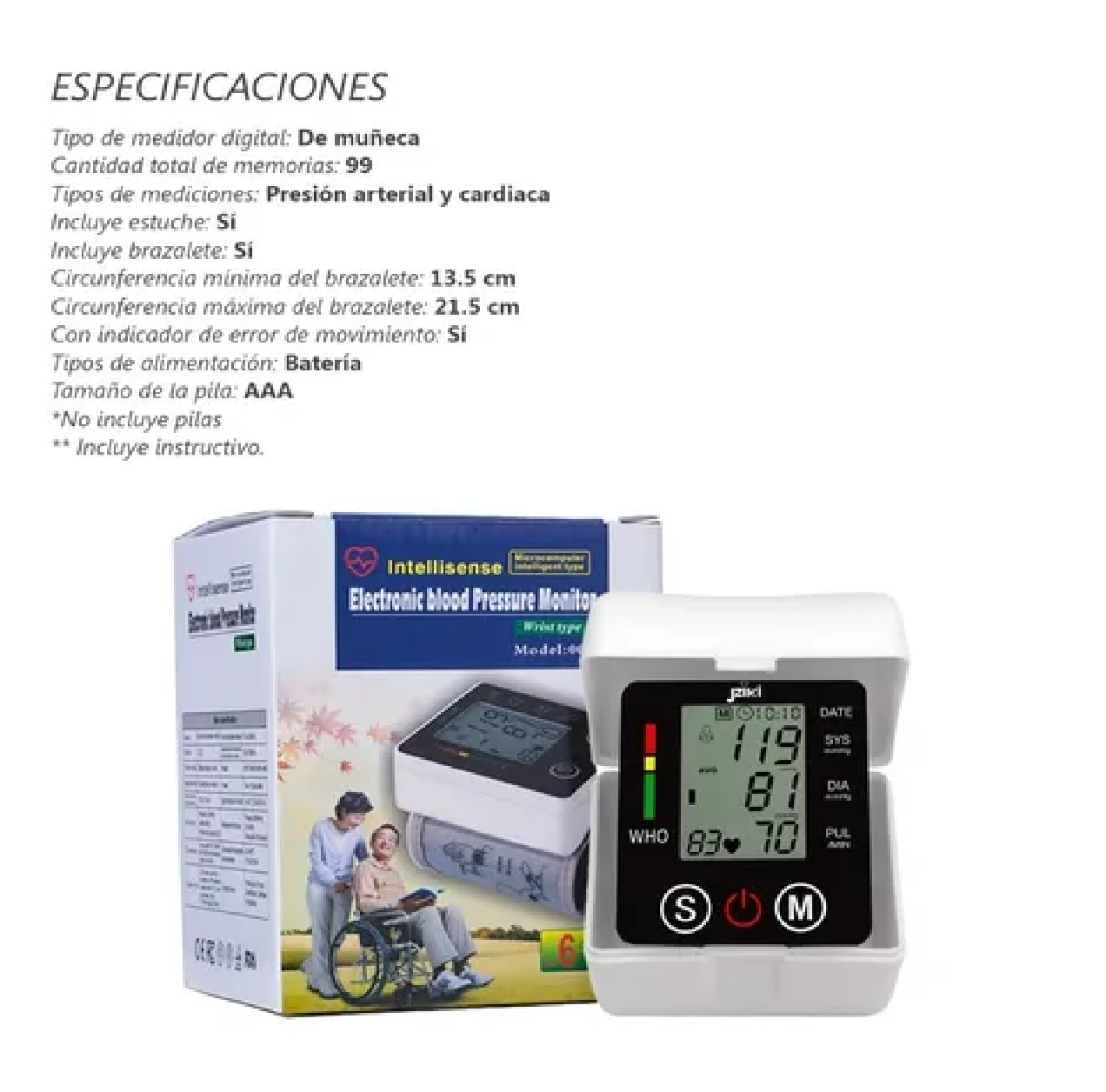 Medidor Presion Arterial Tensiometro Digital Maquina Para Medir Aparato  Muneca