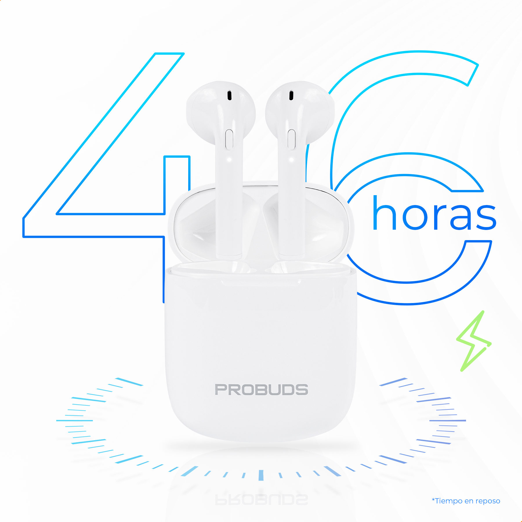 Audífonos Soundmates Blancos Bluetooth versión 5.0 Manos Libres Contra Salpicadura con 5hr De Uso Continuo y 2 hr de carga.