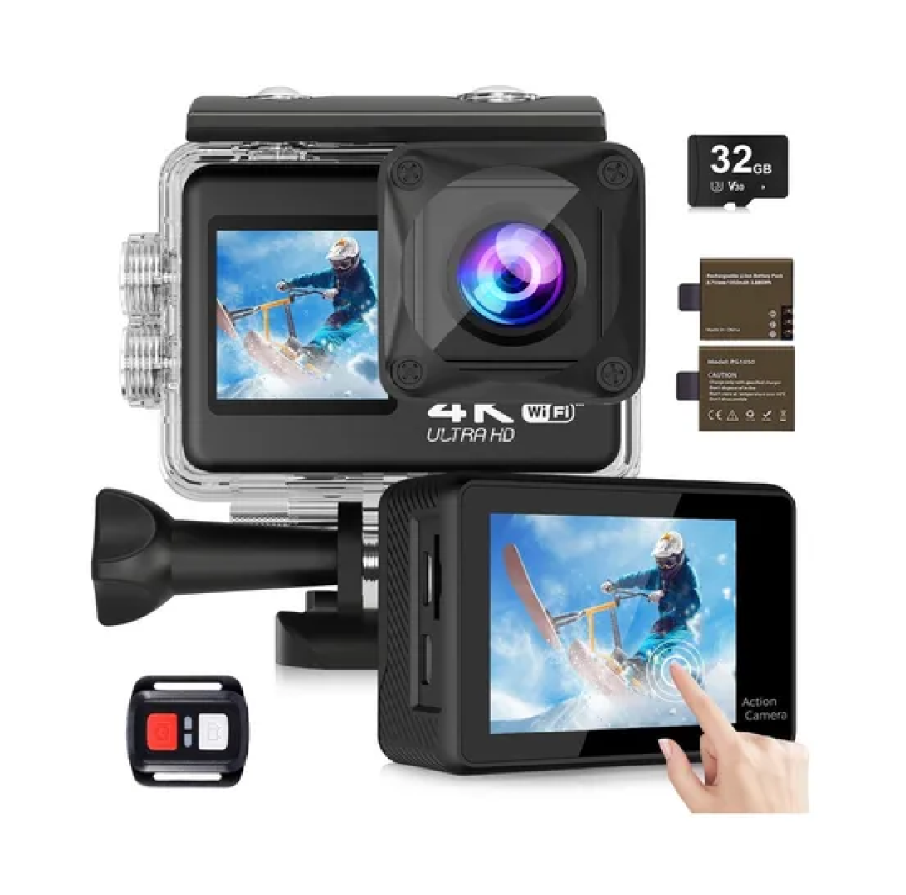 Cámara 4k, Dos Panatalla, Táctil, 19 Accesorios