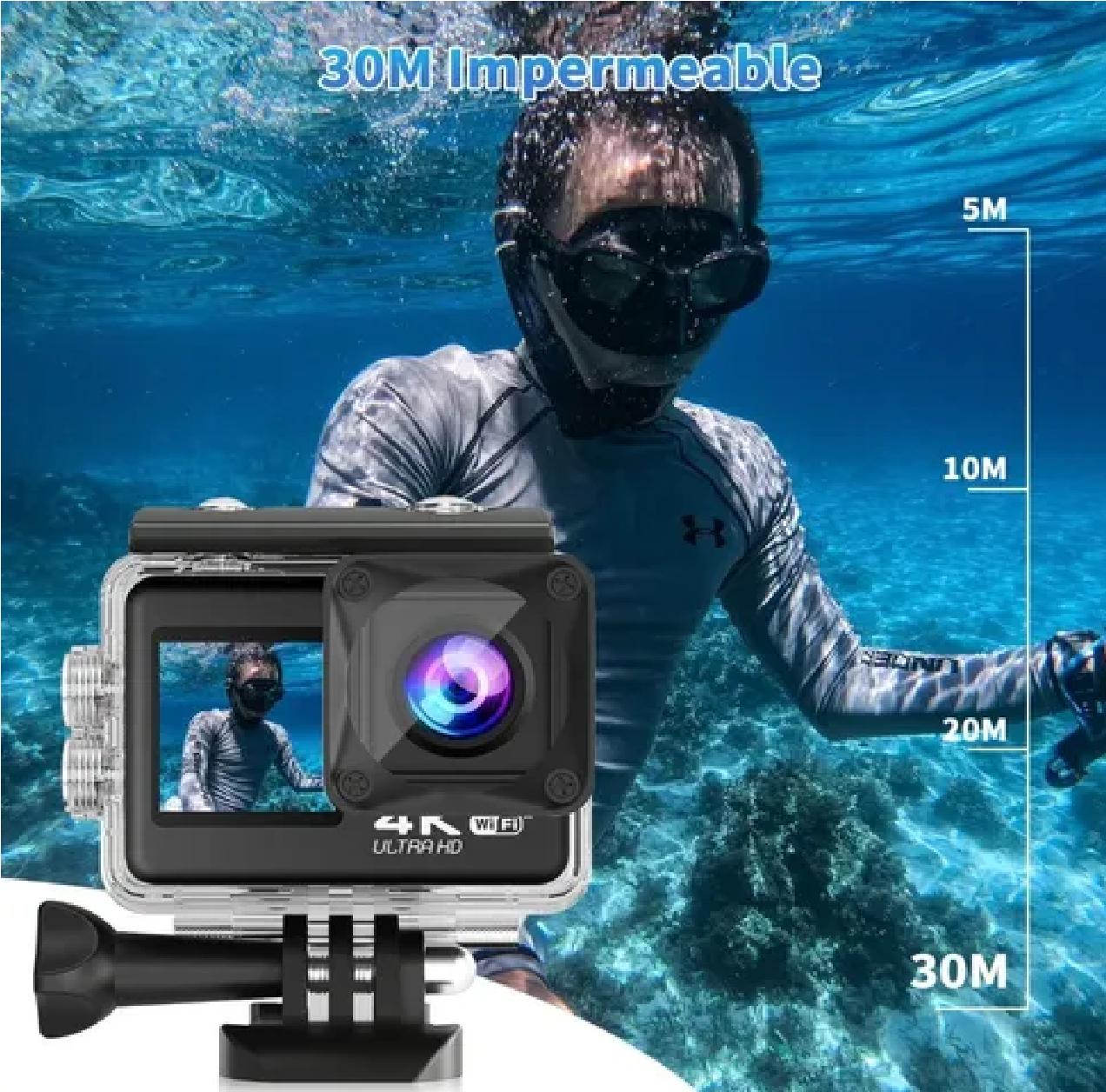 Cámara 4k, Dos Panatalla, Táctil, 19 Accesorios