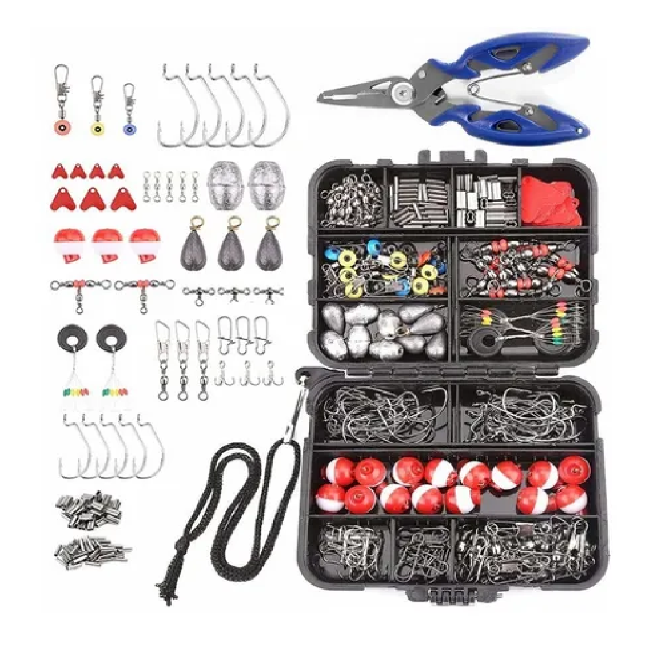 Kit De Accesorios De Anzuelos Pesca Con Caja Negro
