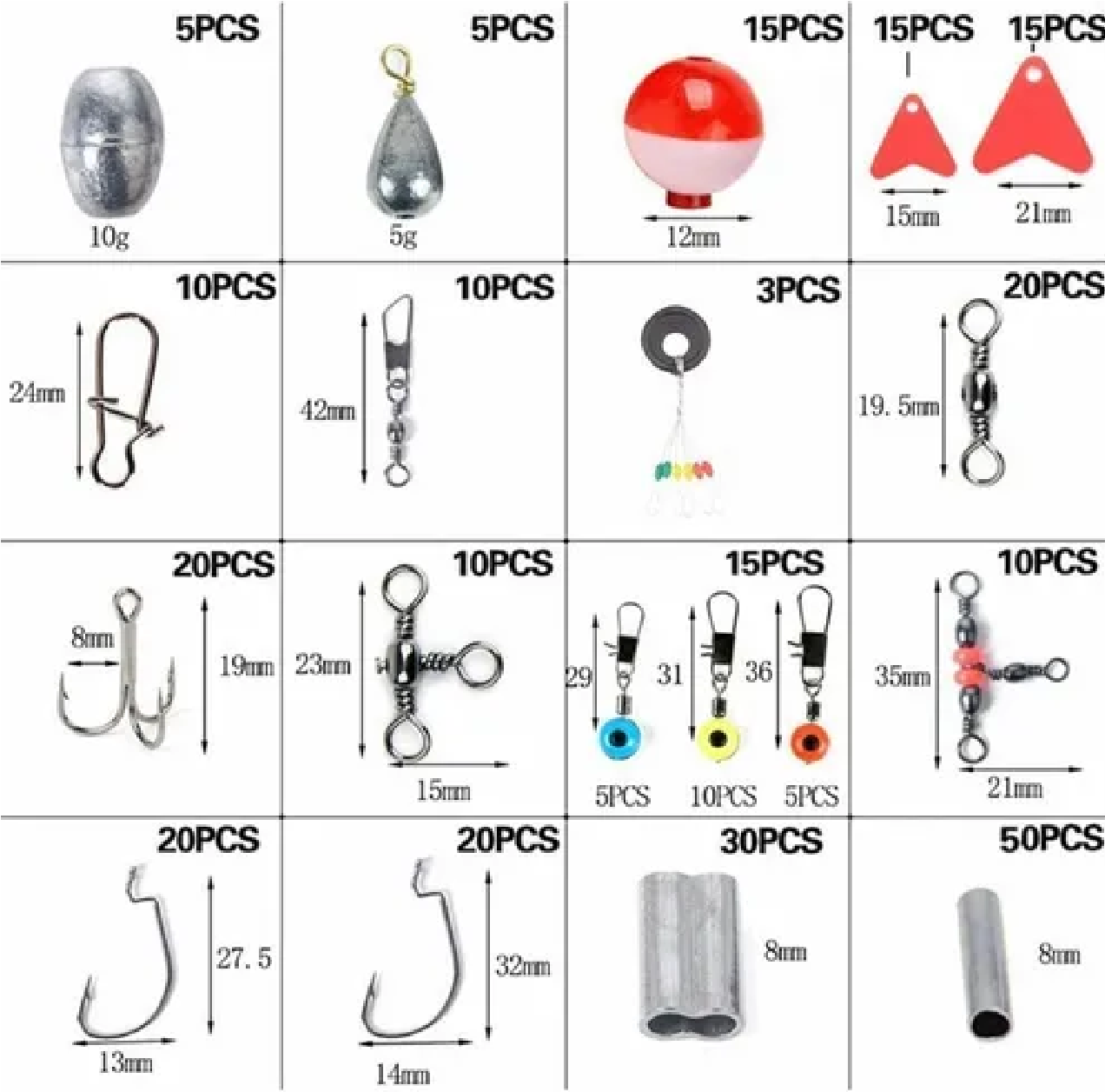 Kit De Accesorios De Anzuelos Pesca Con Caja Negro