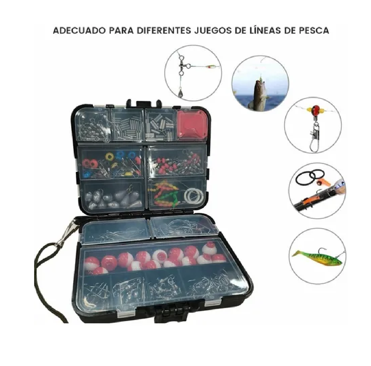 Kit De Accesorios De Anzuelos Pesca Con Caja Negro