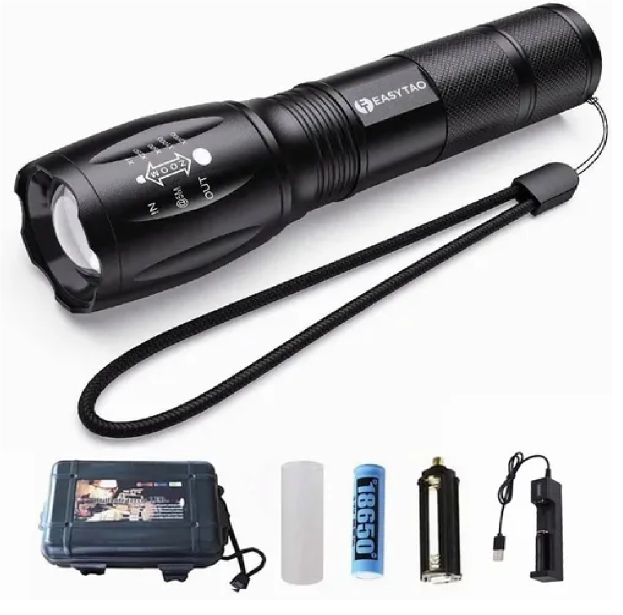 Lampara Táctica 3000 Lumens Camping T6 Recargable