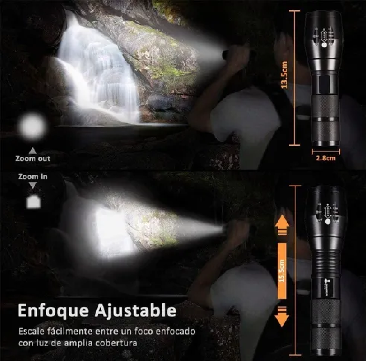 Lampara Táctica 3000 Lumens Camping T6 Recargable