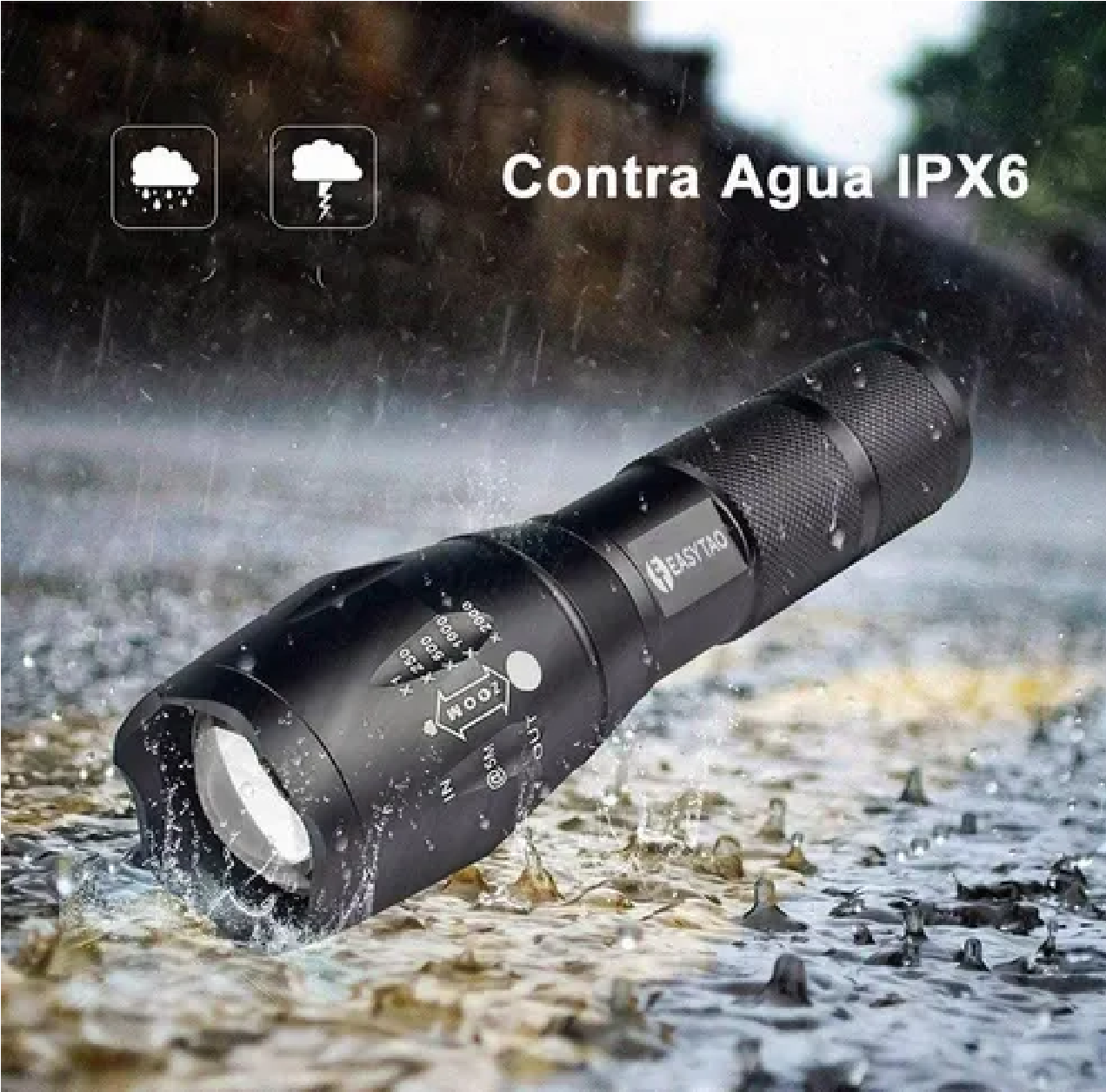 Lampara Táctica 3000 Lumens Camping T6 Recargable