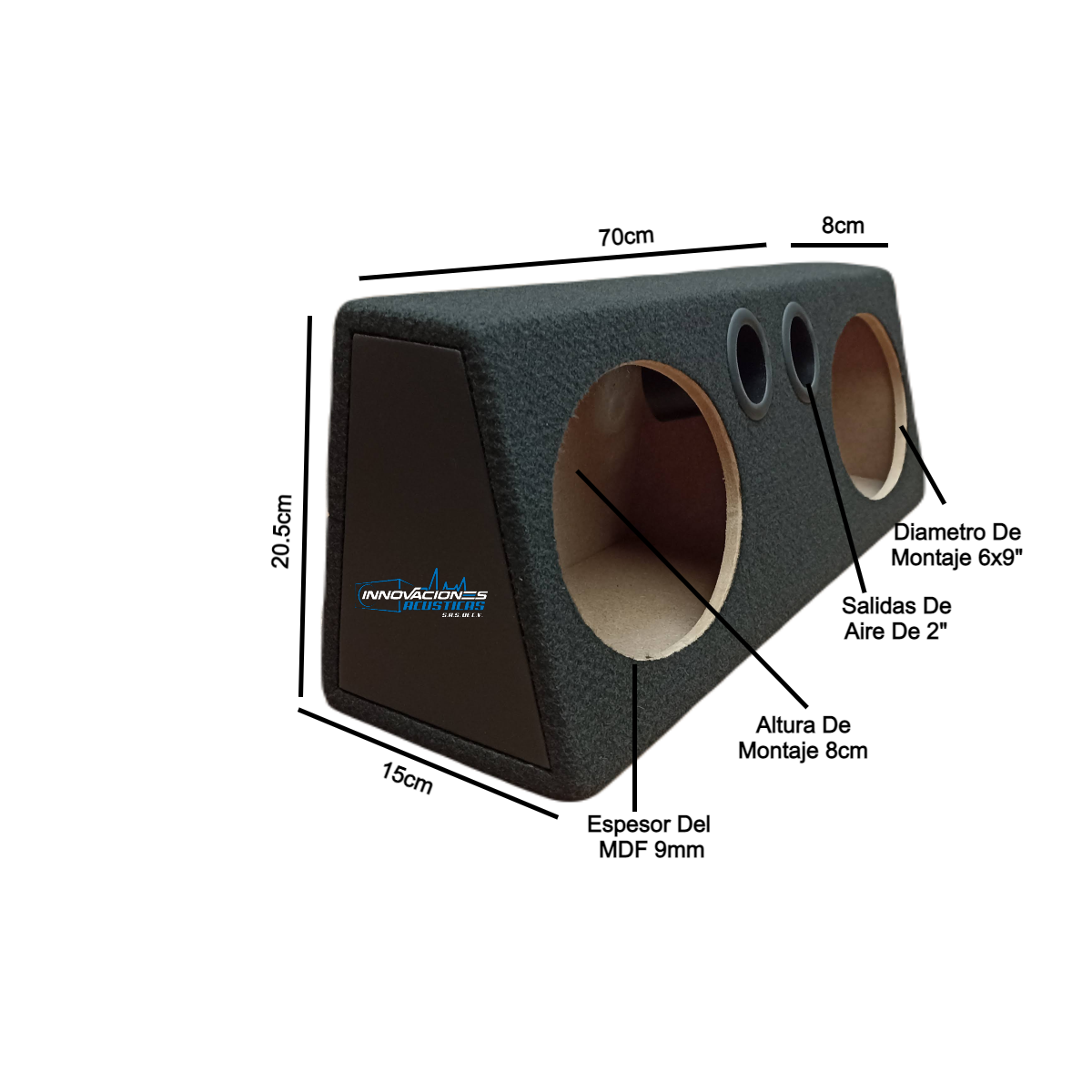 Cajon Doble Para Bocinas De 6x9 Pulgadas Con Salidas De Aire