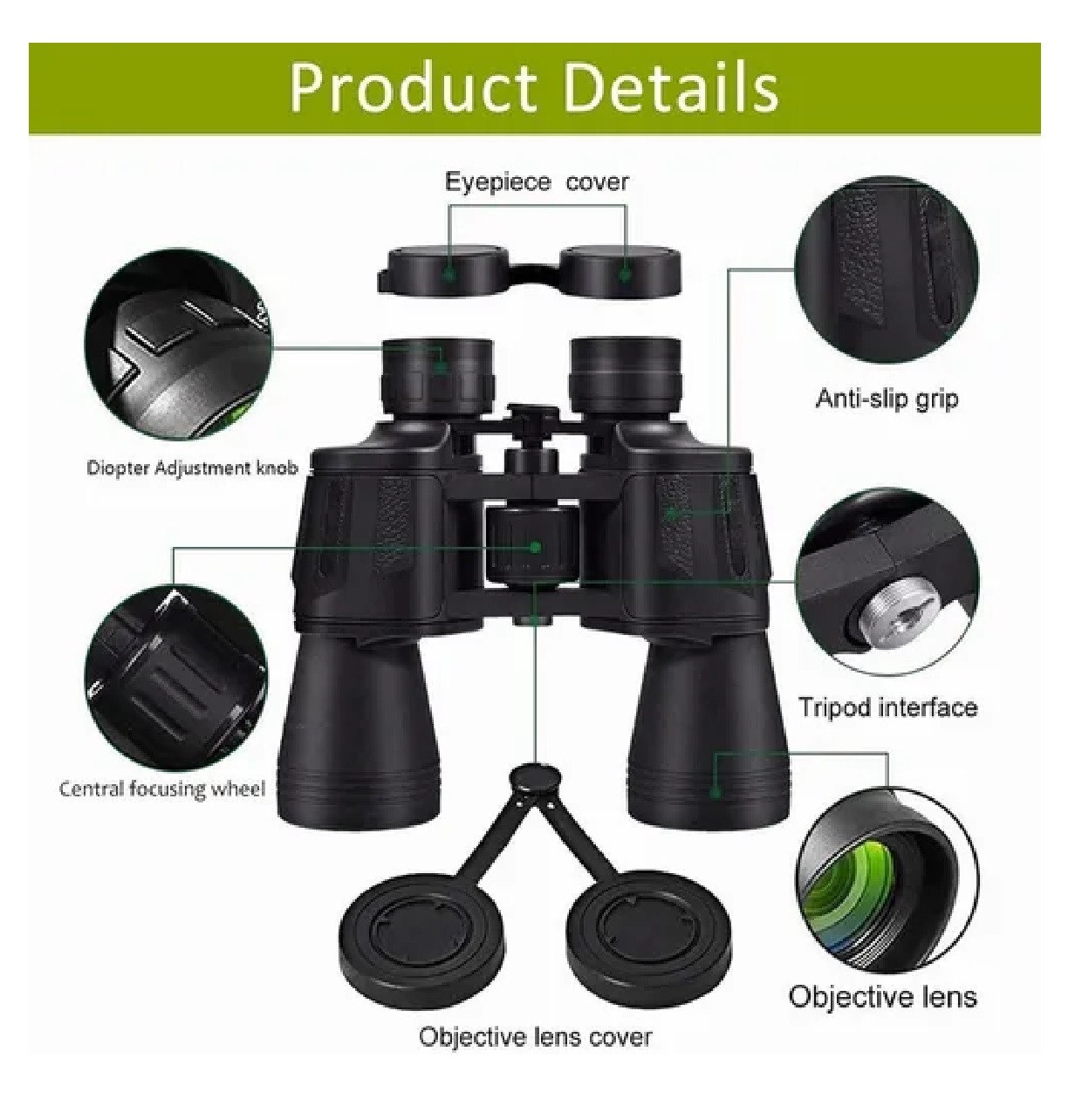 Binoculares Telescopio 20 X 50 Visión Nocturna Hd Con Bolsa