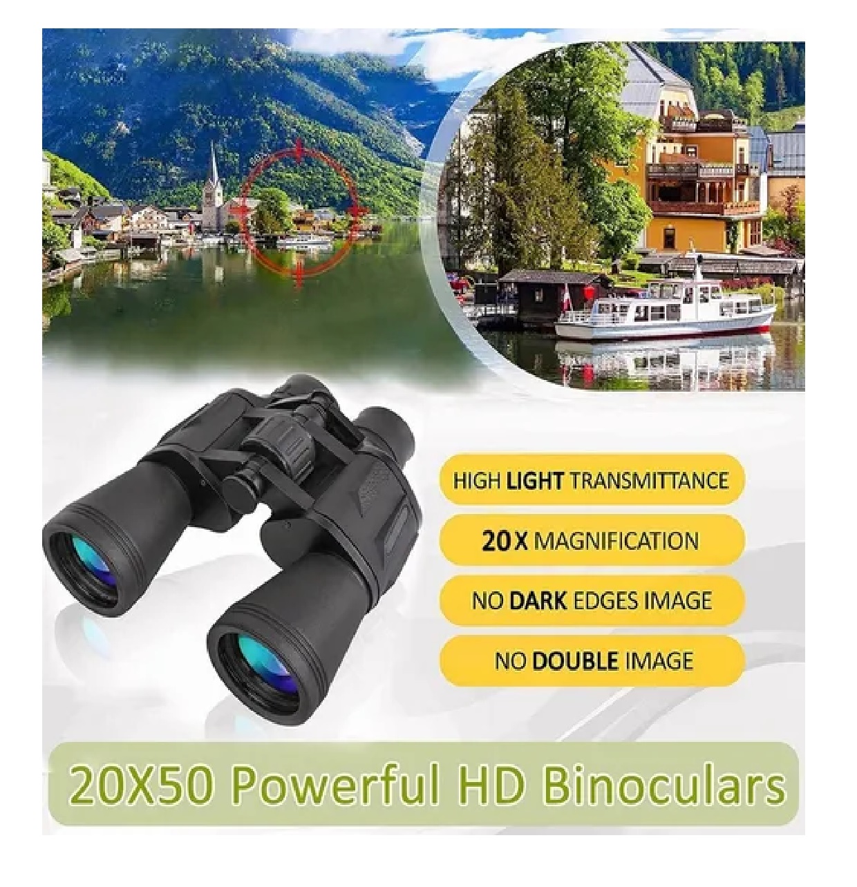 Binoculares Telescopio 20 X 50 Visión Nocturna Hd Con Bolsa