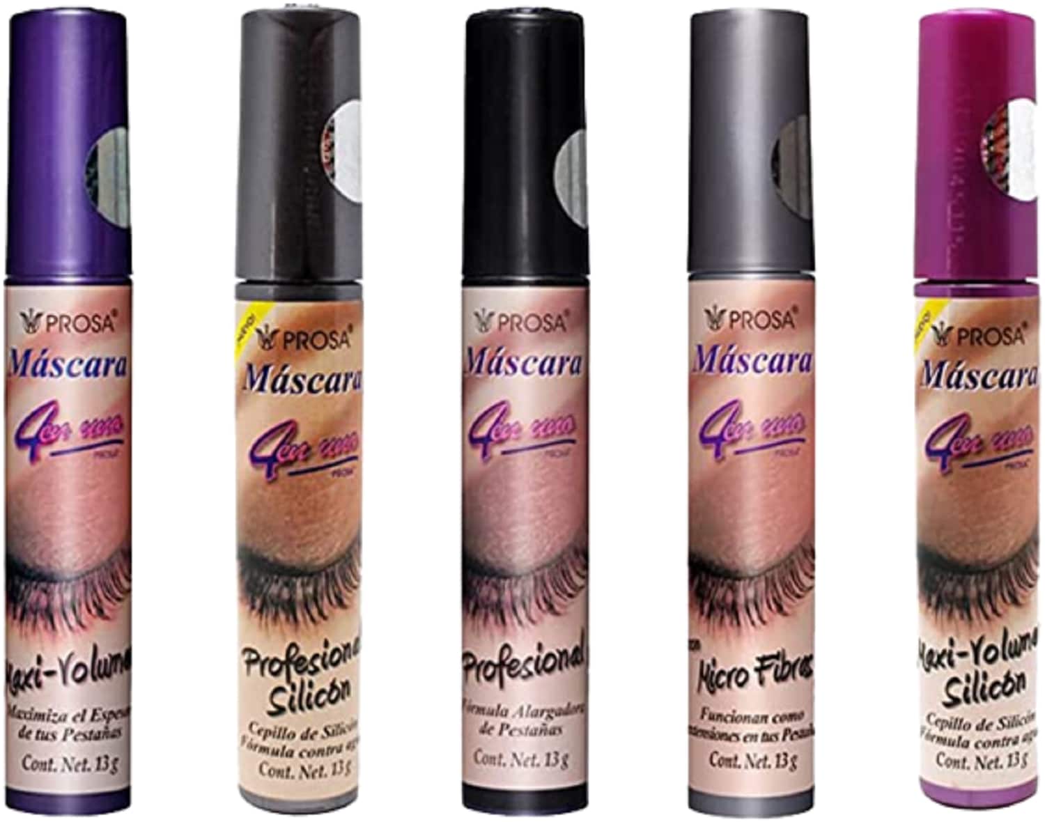 Set de 5 Rimel Mascara de pestañas Prosa 4 EN 1 (uno de cada uno)