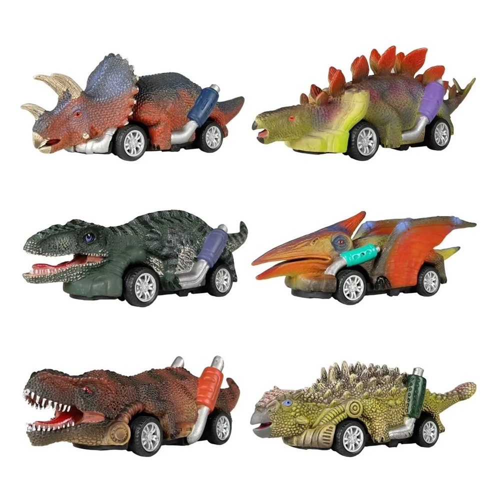 6pzs Dinosaurios Coches De Juguete Para Niños, Con T-rex