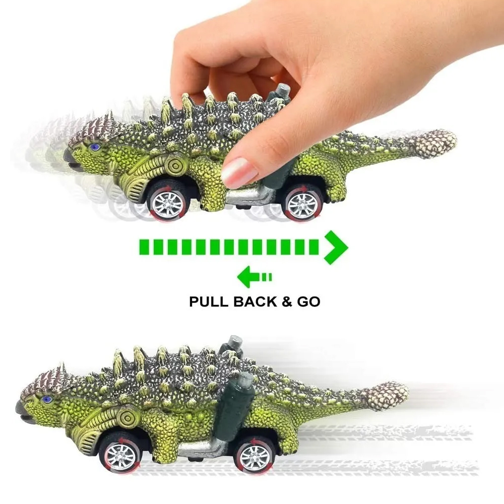 6pzs Dinosaurios Coches De Juguete Para Niños, Con T-rex