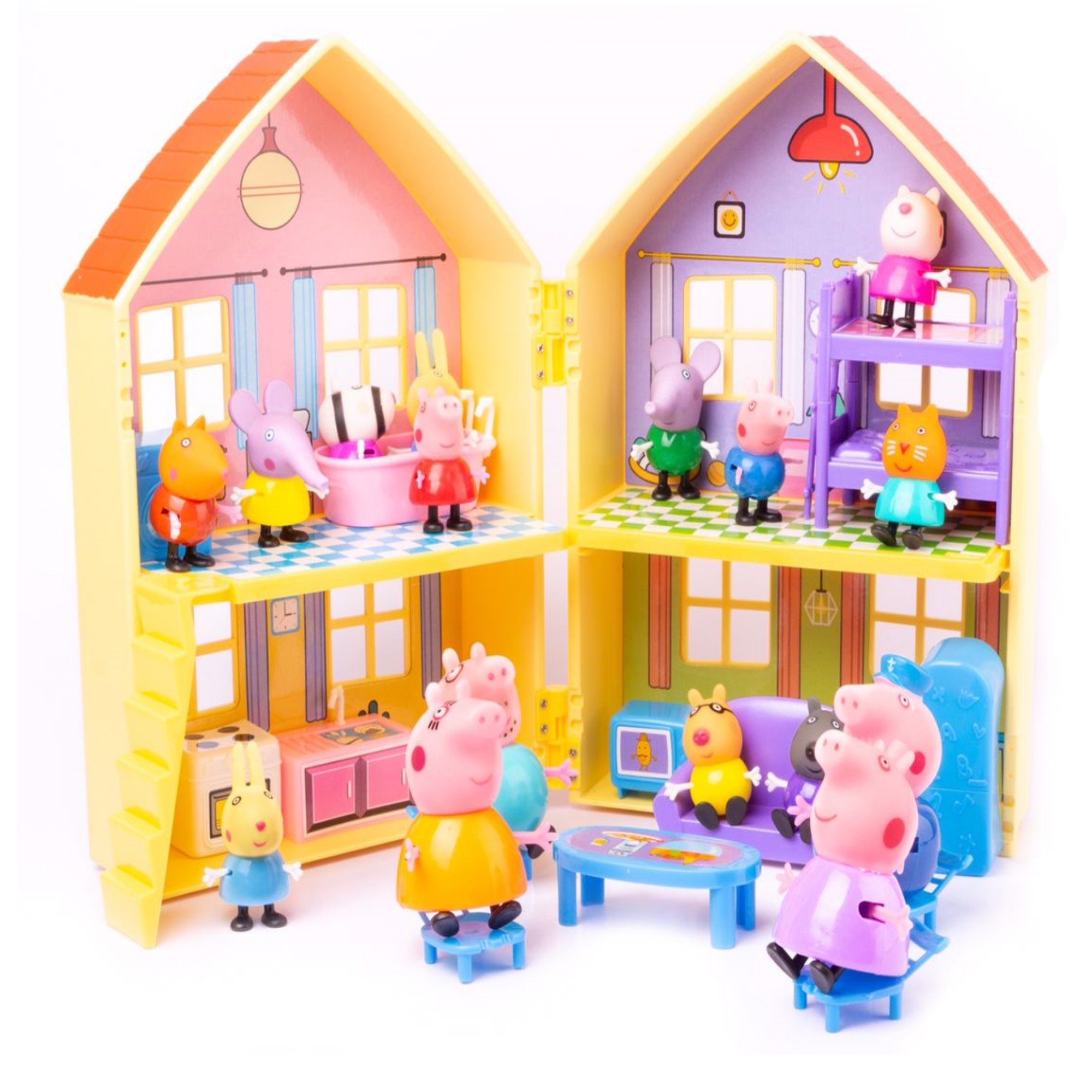 16 Pcs/set Pequeña Cerdita Pepa Y Su Familia LA CASITA