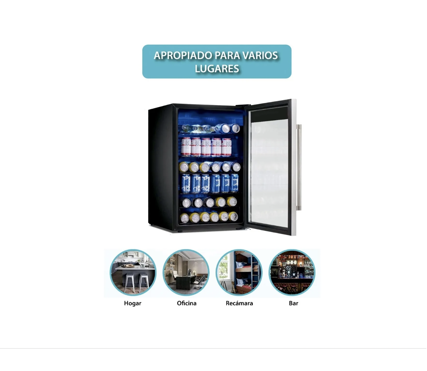 Frigobar Refrigerador Acero Inoxidable 85 Latas 2.4pies 70L