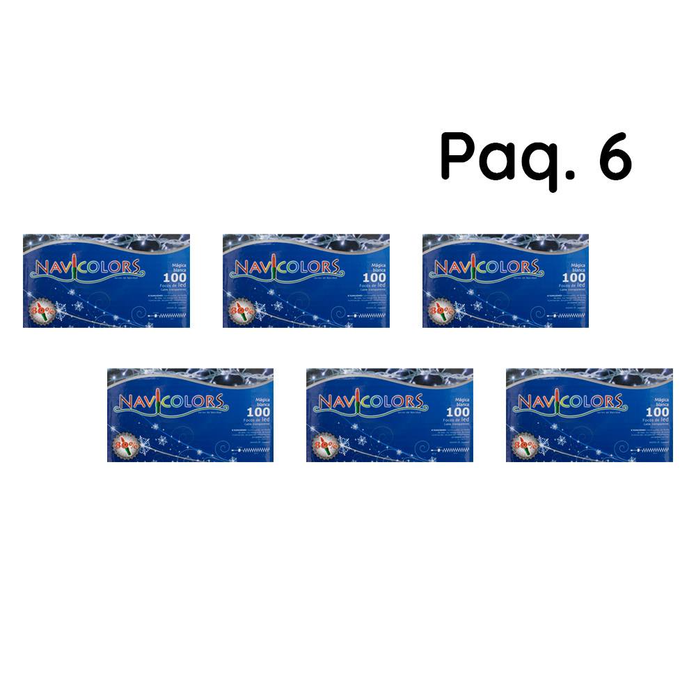 Serie Decorativa Paquete 6 Pz Luz Led Multicolor 100 Focos 8 Funciones Cable Transparente 7 m