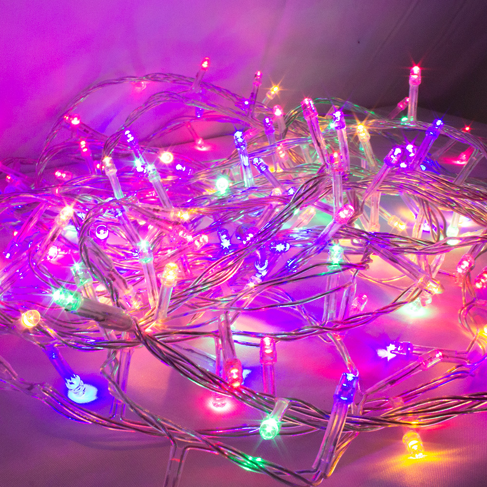 Serie Decorativa Paquete 6 Pz Luz Led Multicolor 100 Focos 8 Funciones Cable Transparente 7 m