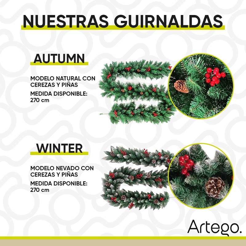 Guirnalda De Navidad guía Decorativa Navideña Winter 2.7m Artego