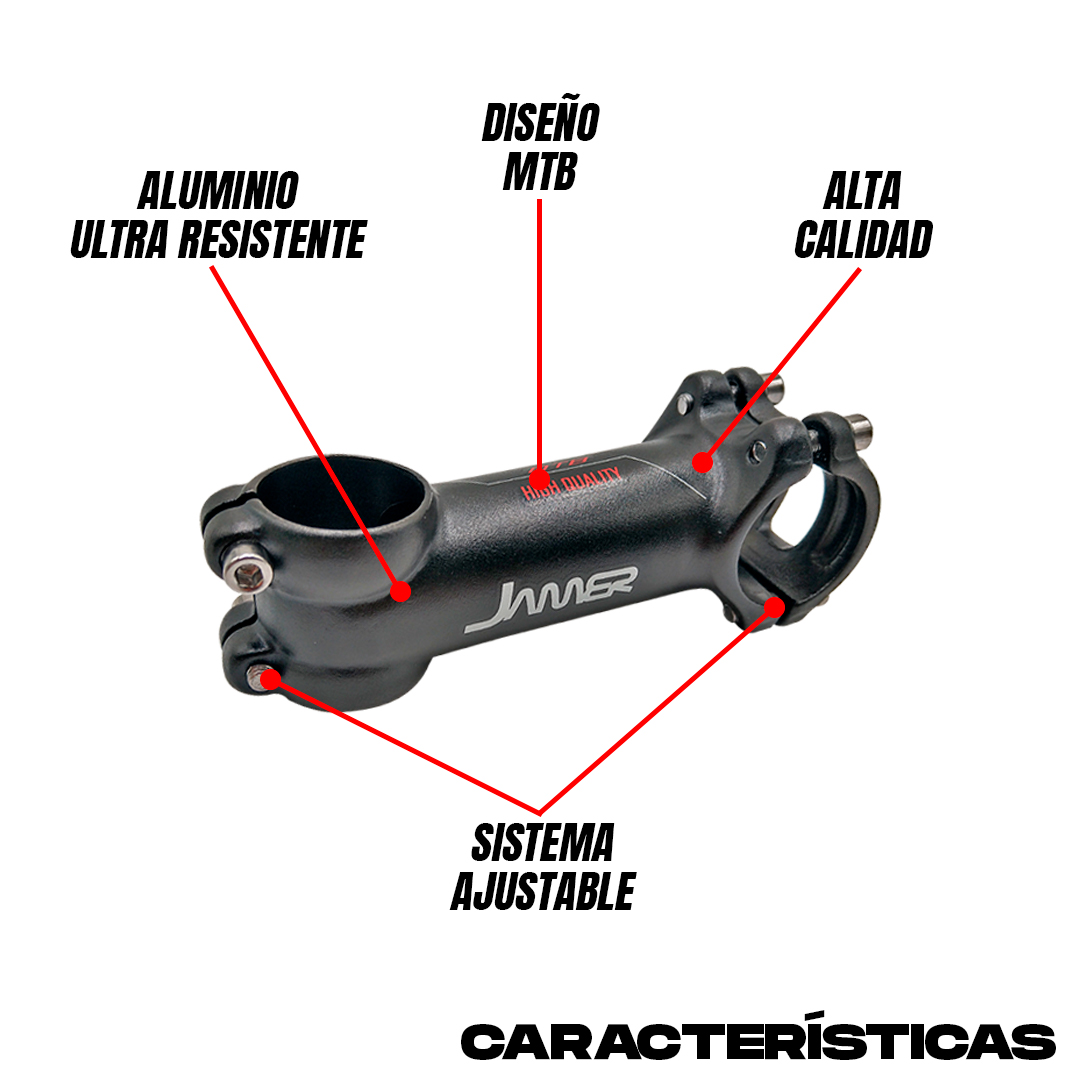 Potencia Bicicleta Mtb Aluminio 31.8 90mm 7 Grados Negra