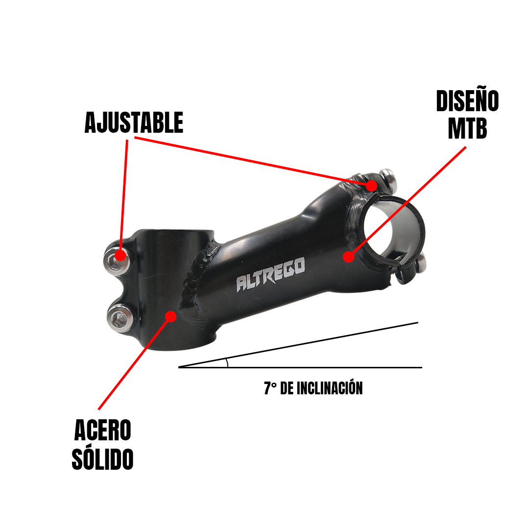 Potencia Bicicleta Mtb Acero 7 Grados